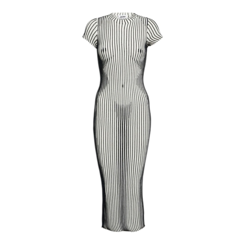 Jean Paul Gaultier Black and White Lurex Metallic Trompe L’oeil Body Knit Dress - Picture 8 of 14